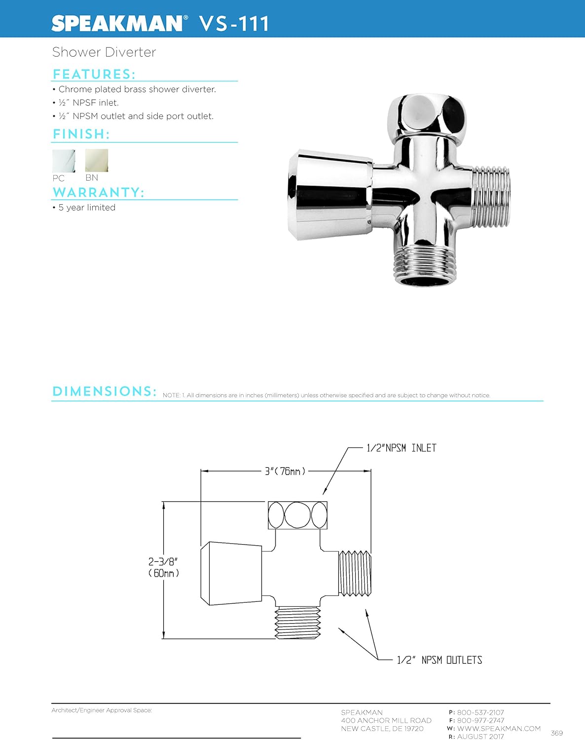 Speakman VS-111 Bathroom Hardware Polished Chrome
