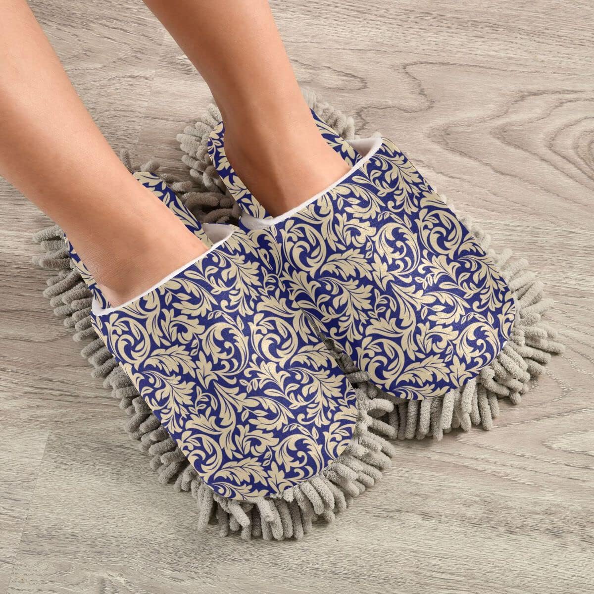 DOMIKING Bbaroque Damask Mop Slippers for Women 1