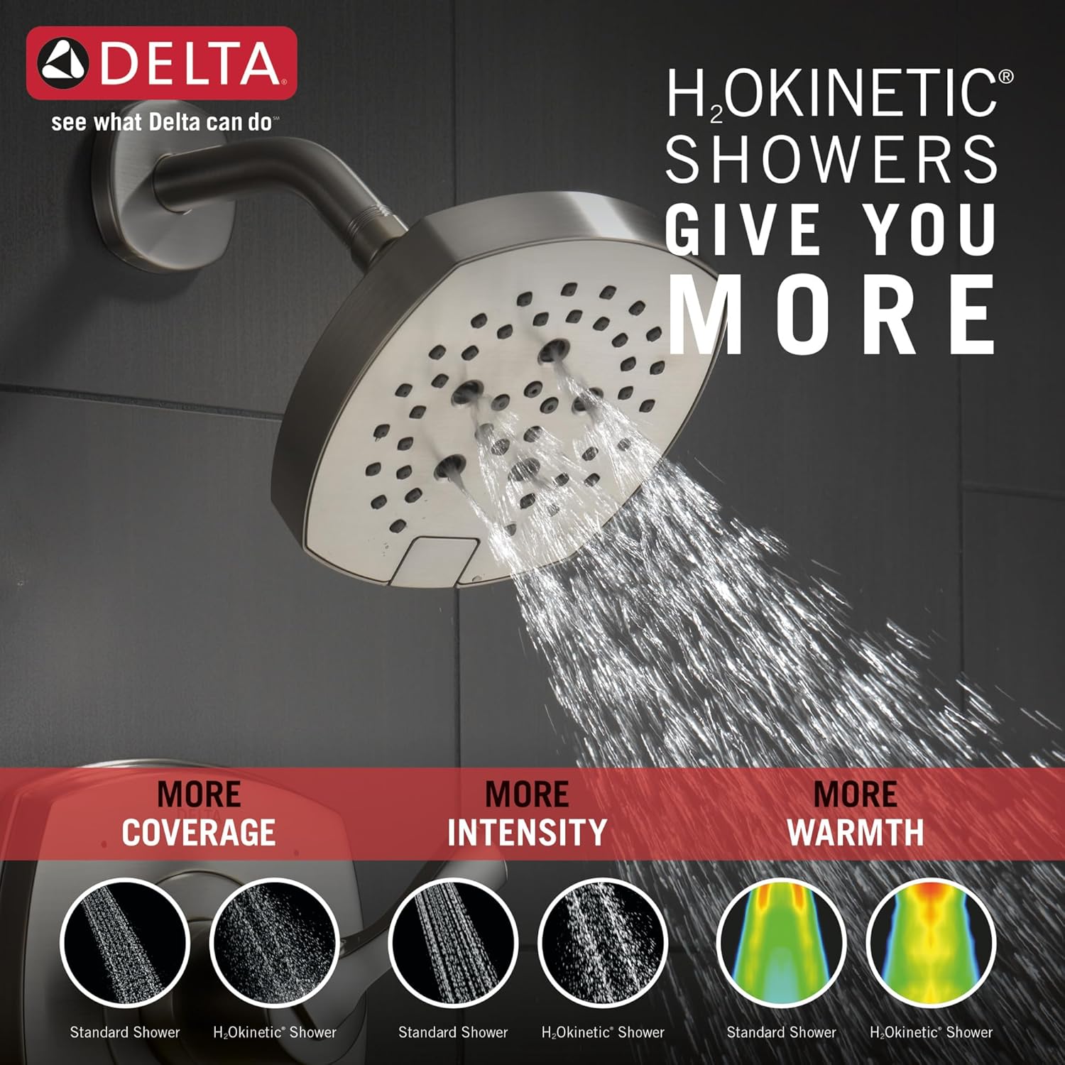 Delta 52663-SS 5-Setting H2Okinetic Shower Head 1