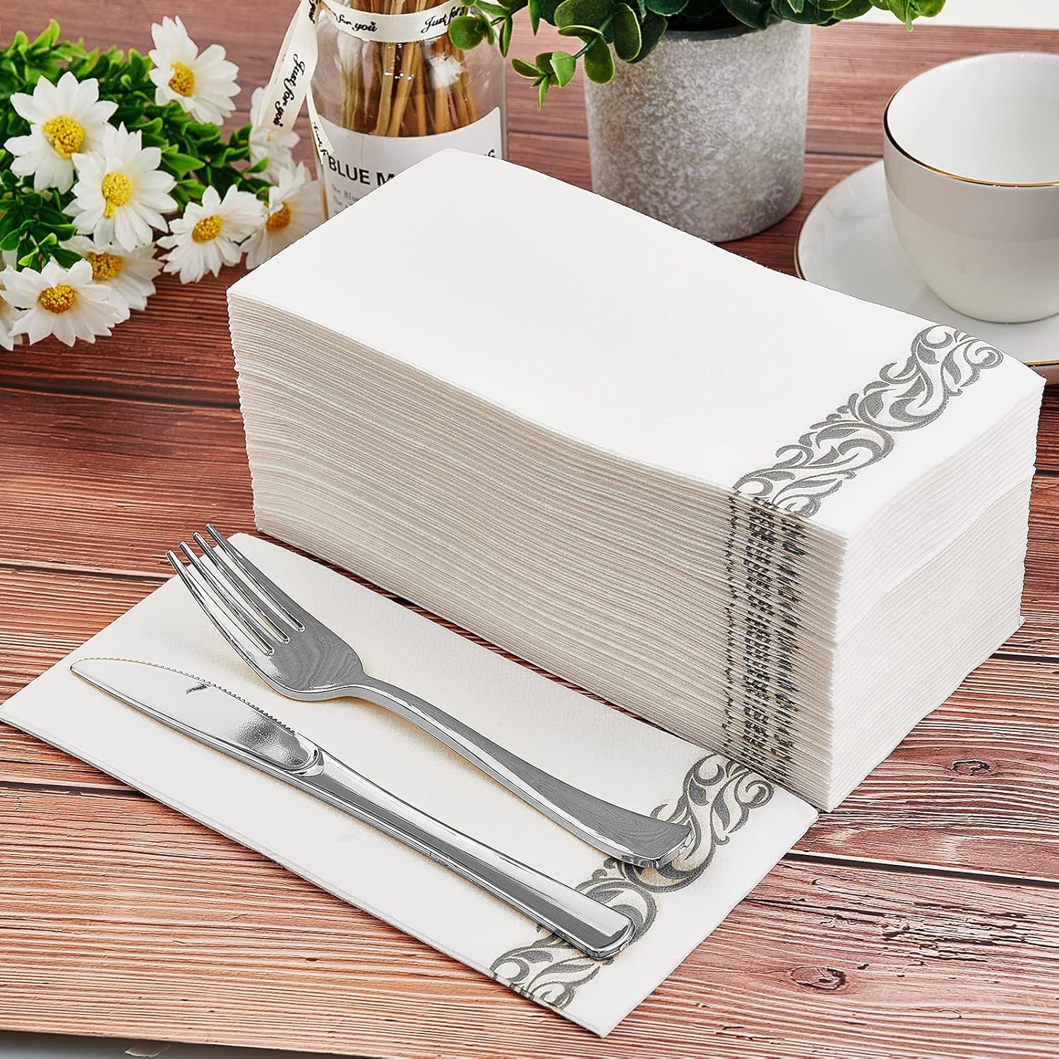 200 Pack Soft Linen Feel Disposable Hand Towels 1