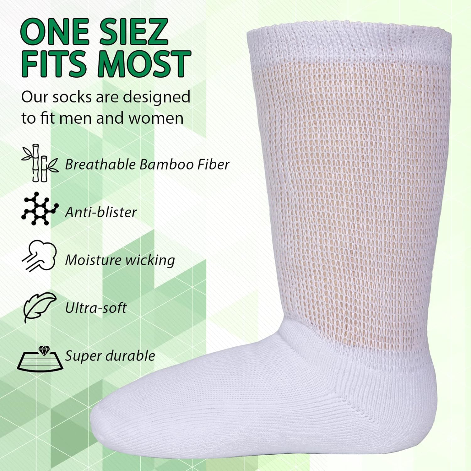 2 Pair Extra Wide Bariatric Socks for Diabetic Feet