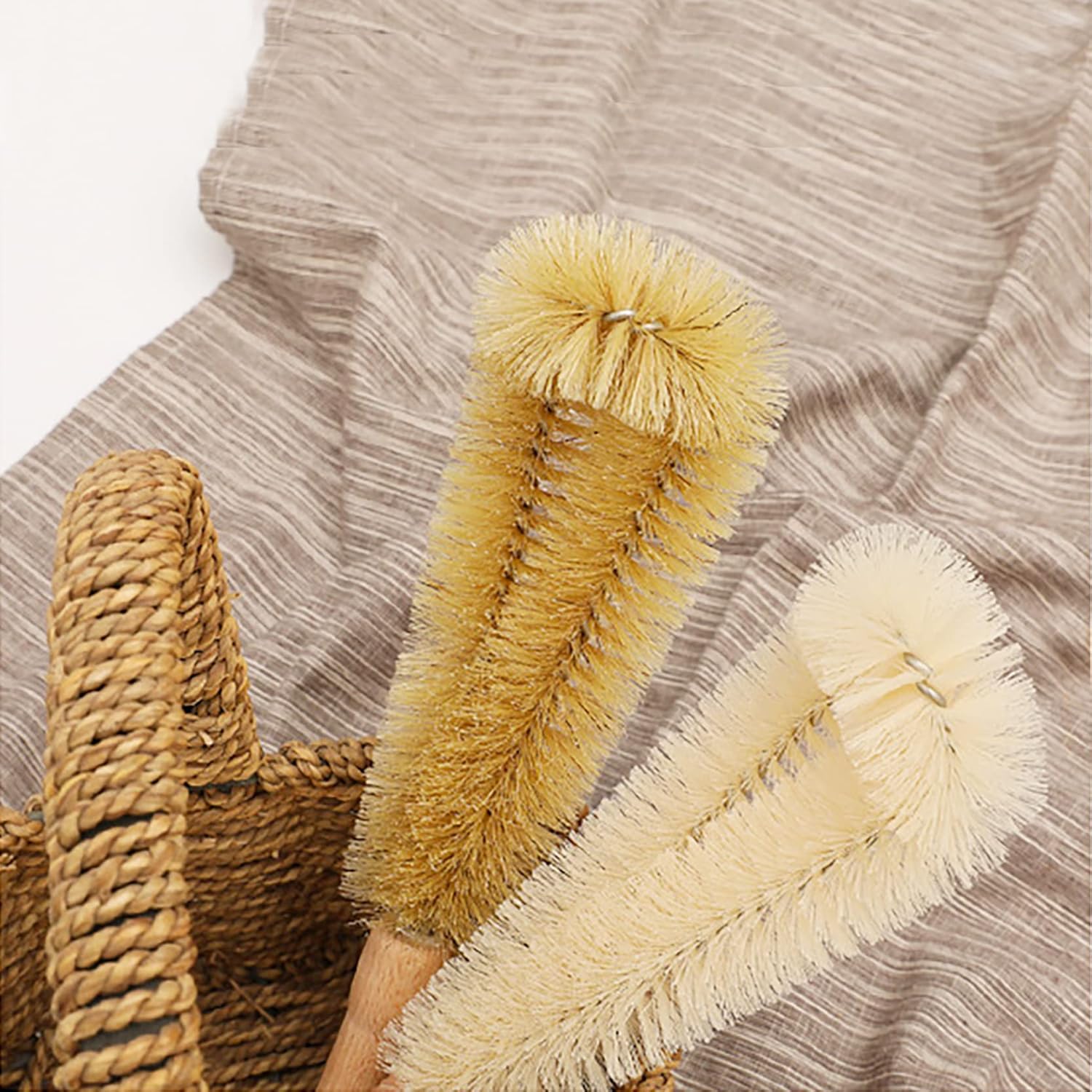 24 Inch Long Handled Brush Set with Nylon Bristle Heads