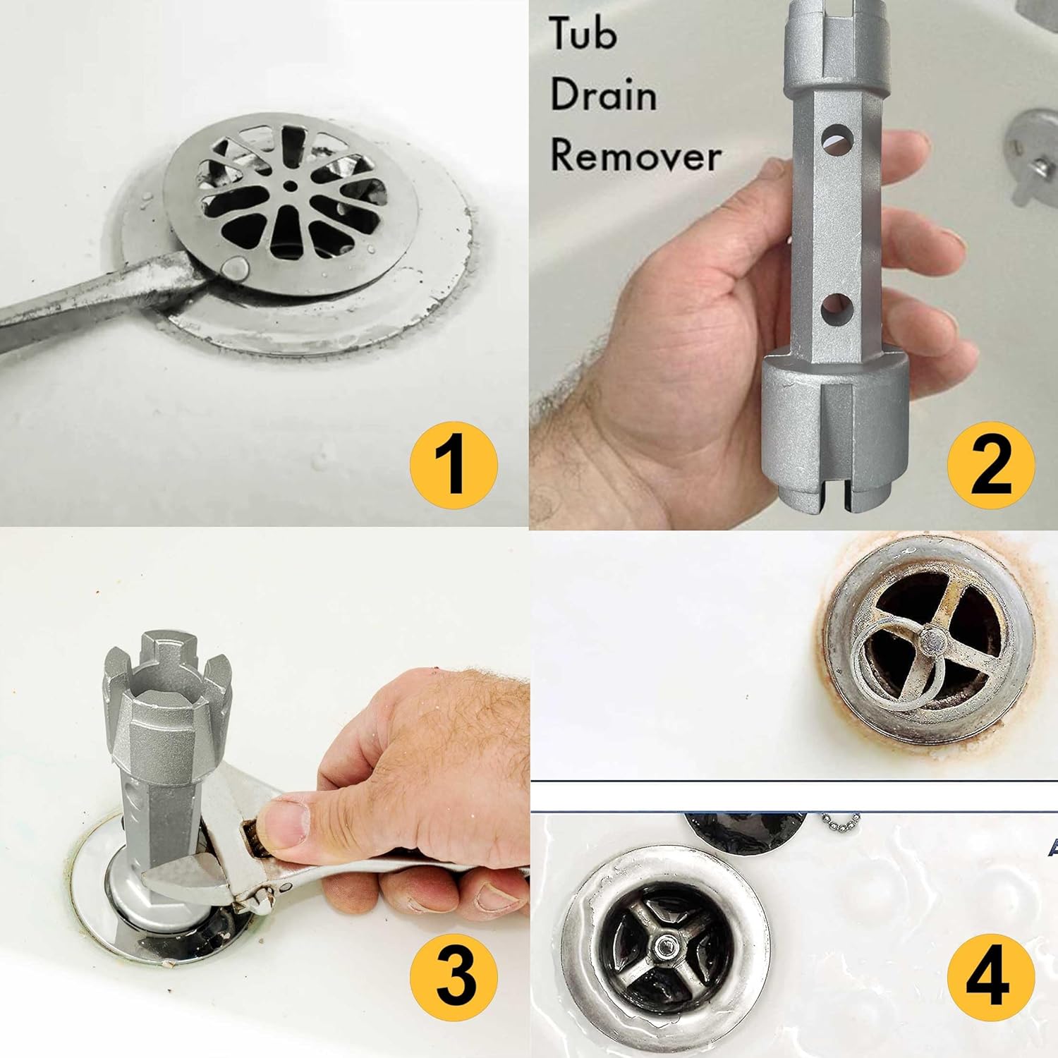 Hanpex Tub Drain Remover Wrench - Dual Ended Heavy Duty Aluminum 1