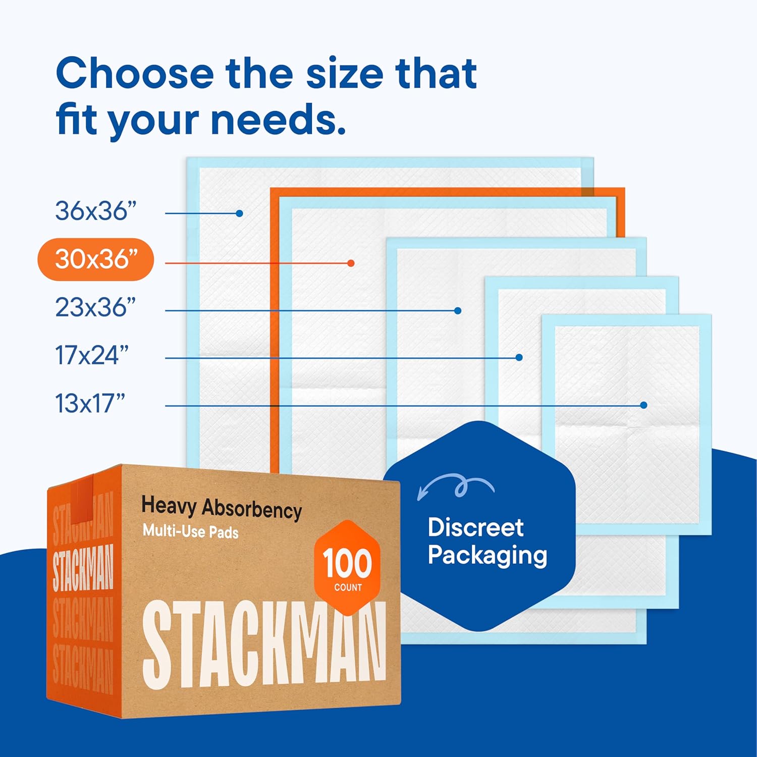 Stack Man Chucks Pads 100-Pack Extra Large Incontinence Underpads