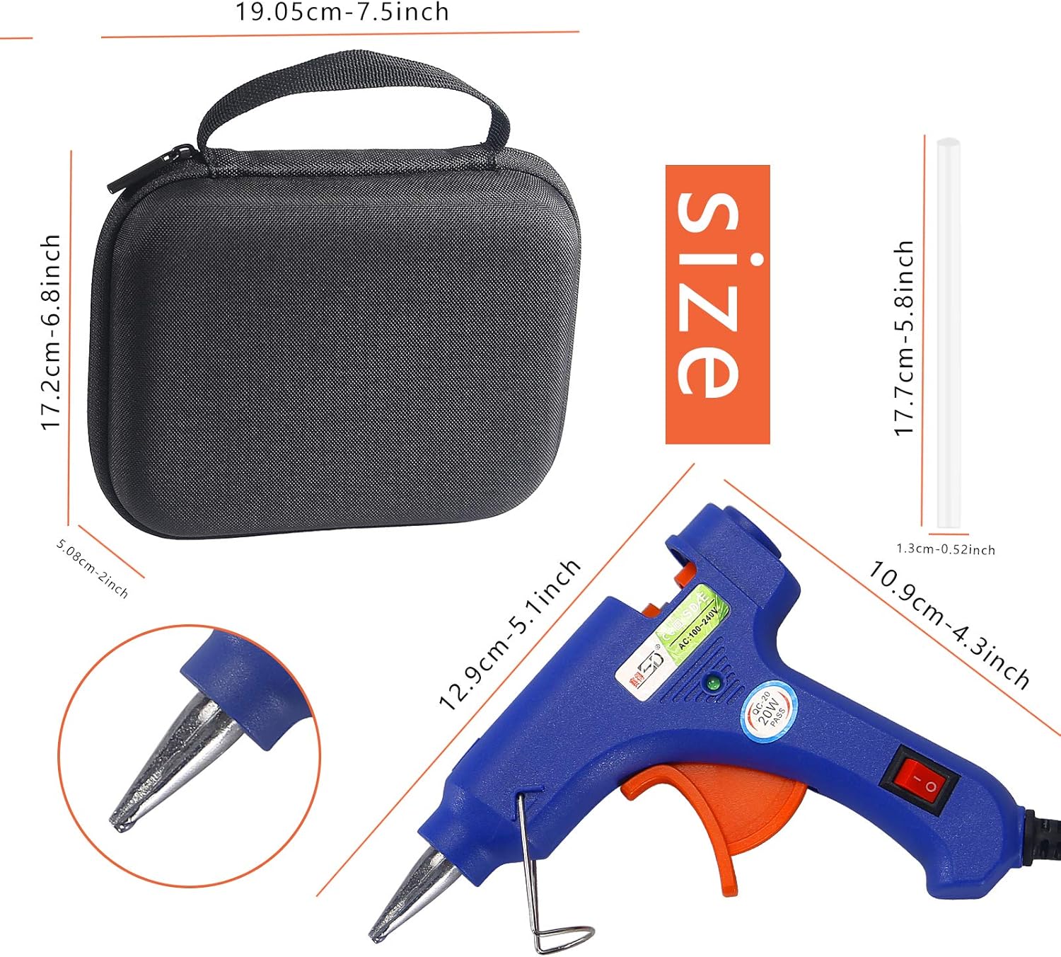 Glamgen Hot Glue Gun Mini with 20 Sticks and 20 Wood Sticks