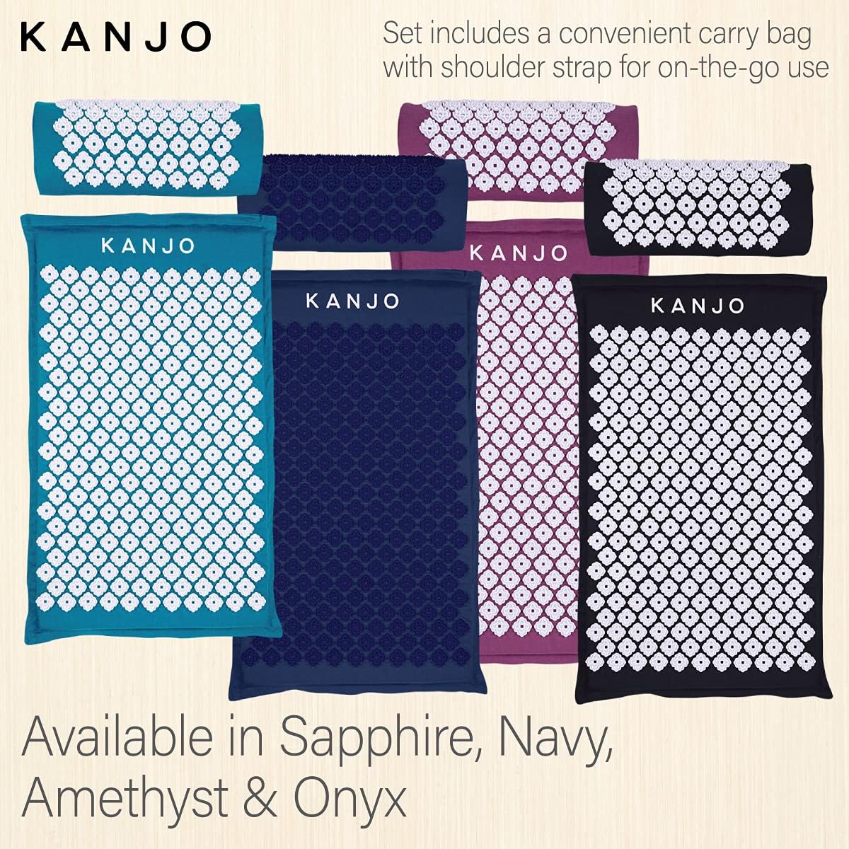 Kanjo Acupressure Mat Pillow Set for Back and Neck Pain Relief