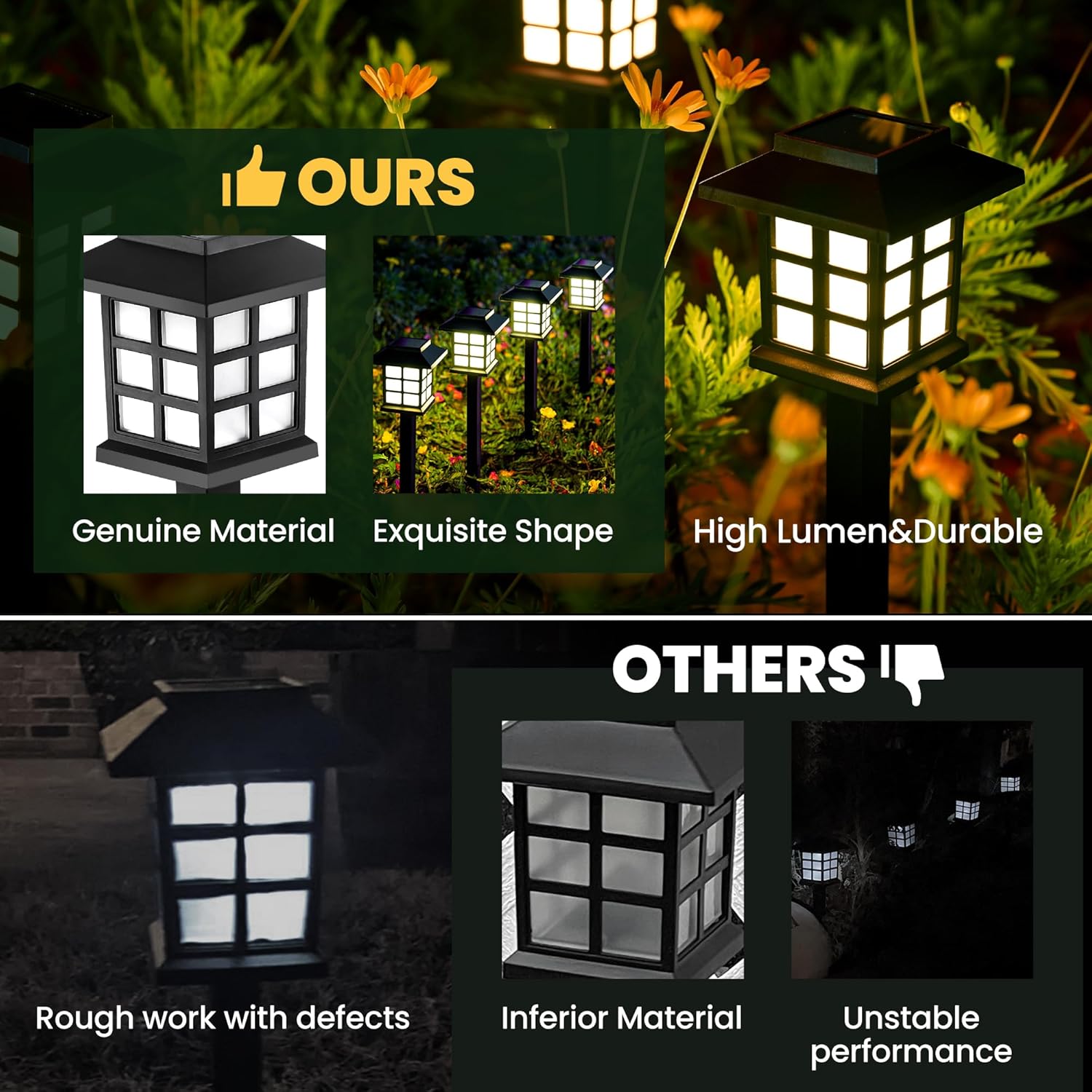 GIGALUMI 12 Pack Solar Path Lights Outdoor