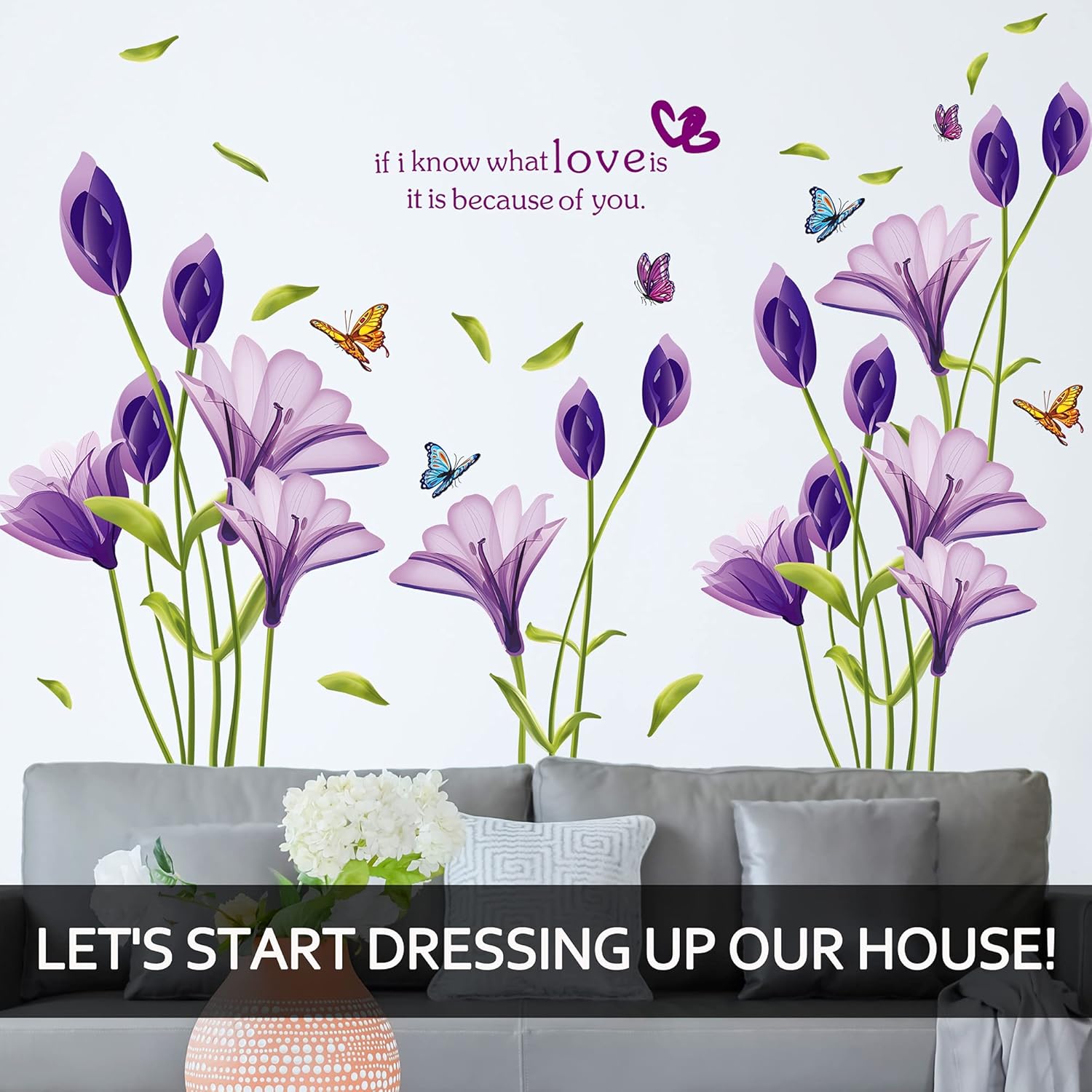 LiveGallery Lily Flower Wall Decals Purple