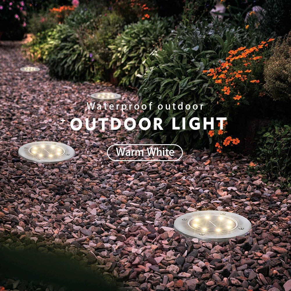 ZGWJ Solar Ground Lights 8 Pack Warm White 1