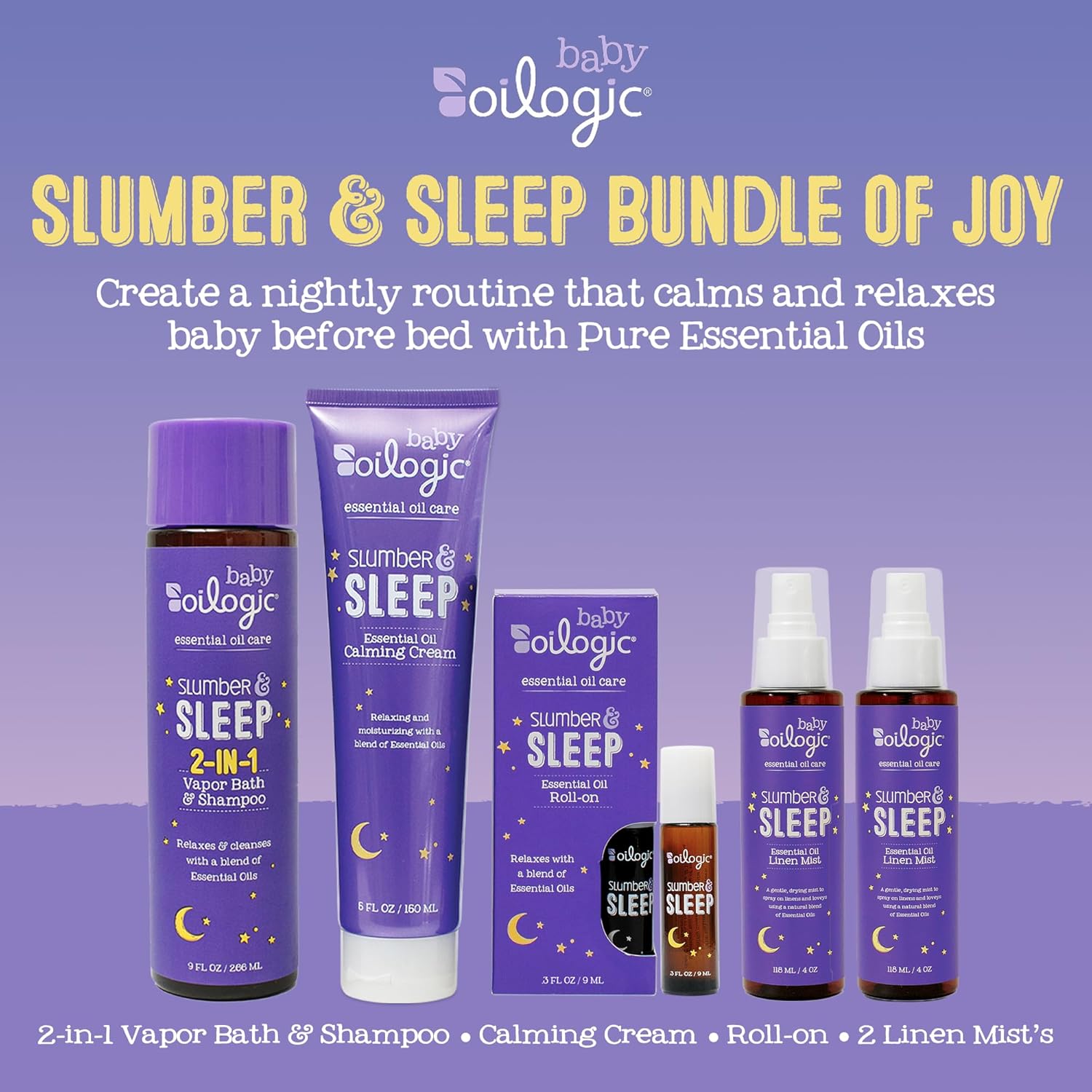 Oilogic Sleep Slumber Baby Bath Set 5-Pack
