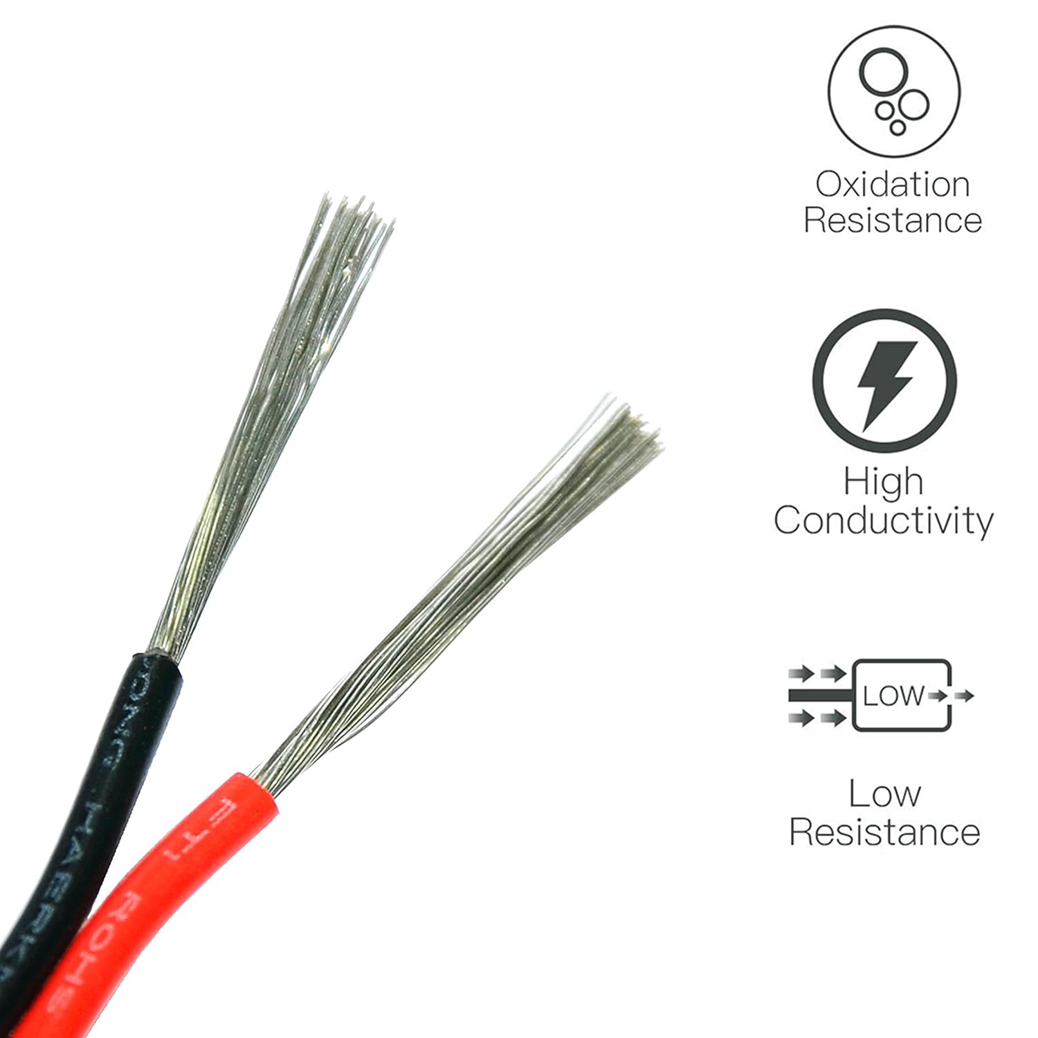 22AWG LED Wire 100ft Red Black 12V 24V DC Extension Cable