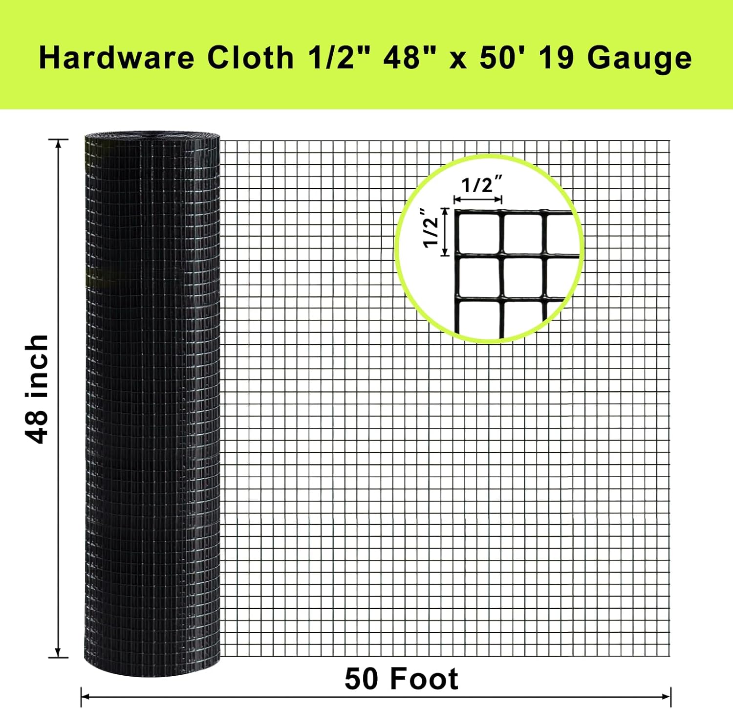 LAN JIA Black Hardware Cloth 48 x 50 12 Inch Mesh 19 Gauge