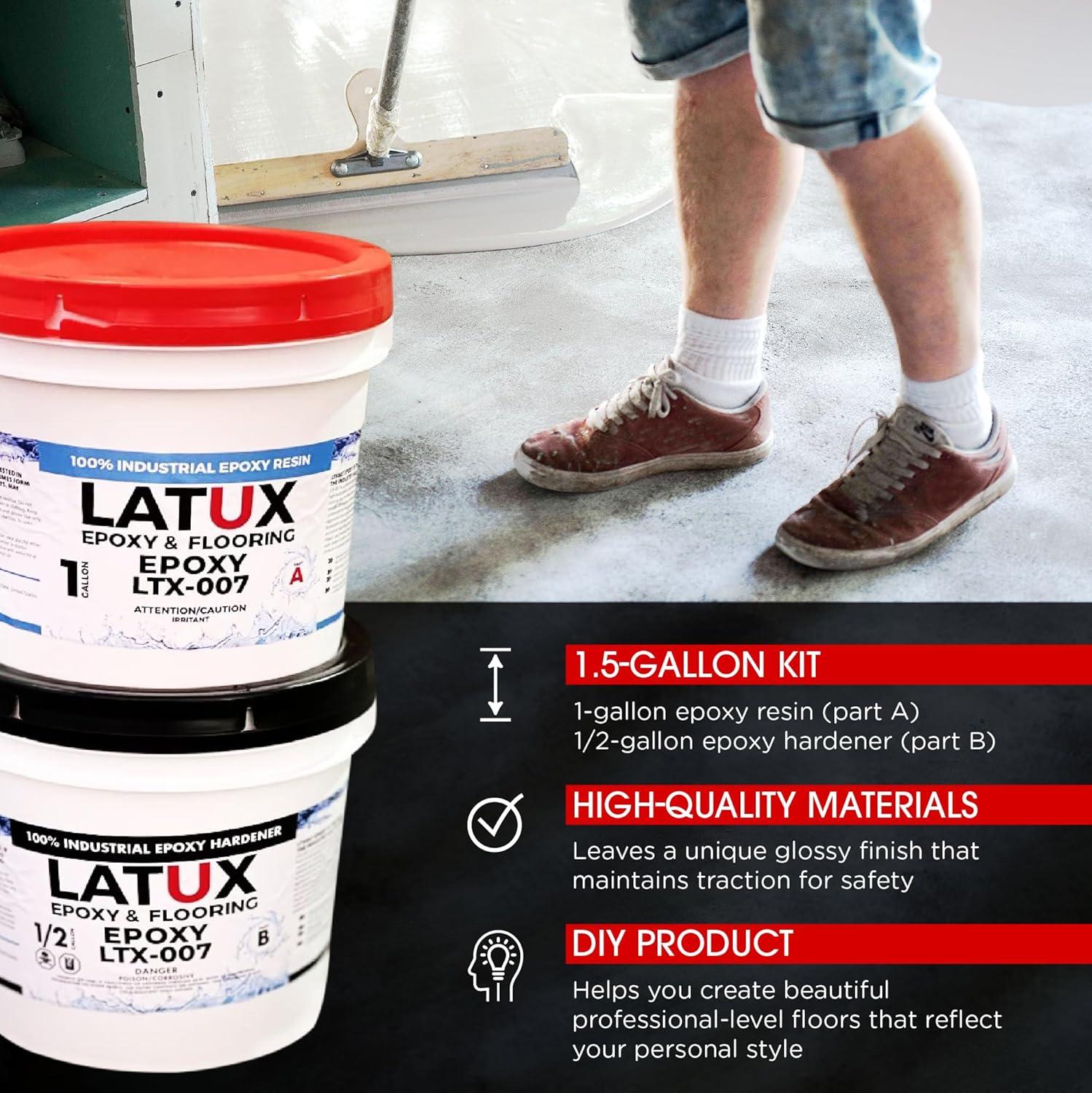 LATUX Epoxy Resin Floor Kit 15-Gallon Clear