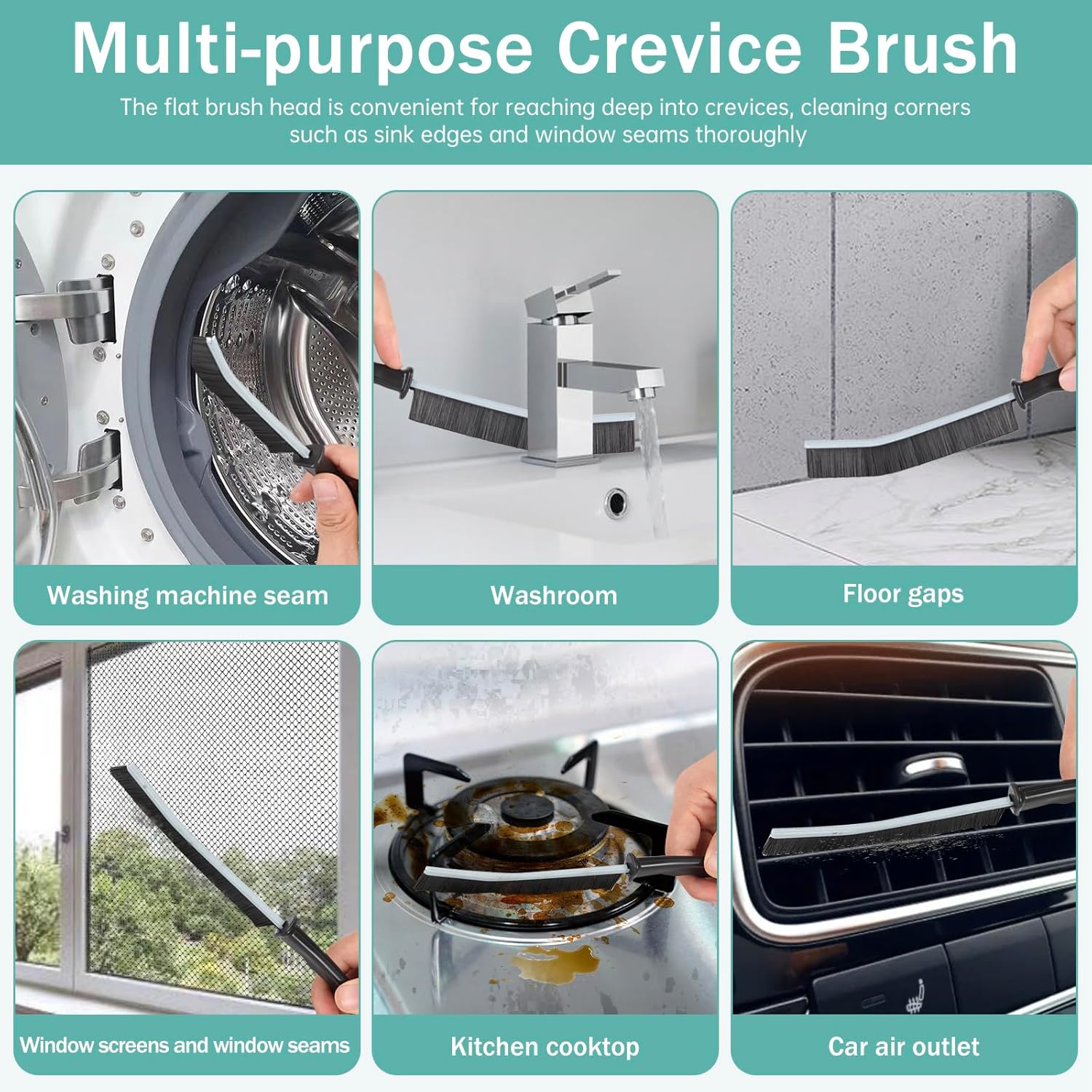 BANSTLE 5pcs Hard Bristled Crevice Cleaning Brush Tool