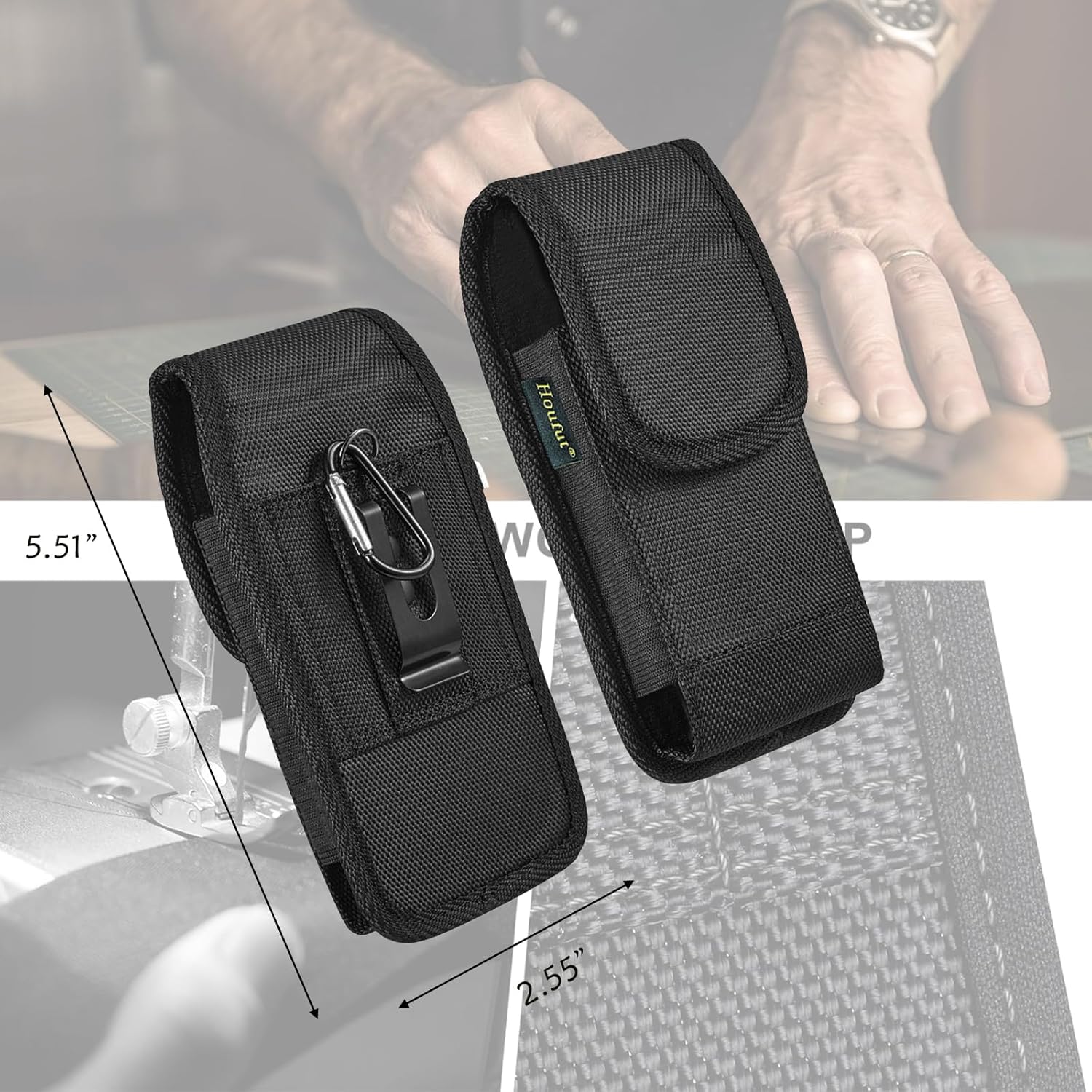 Houfut Heavy Duty Belt Clip Pouch for Knife Key Sanitizer