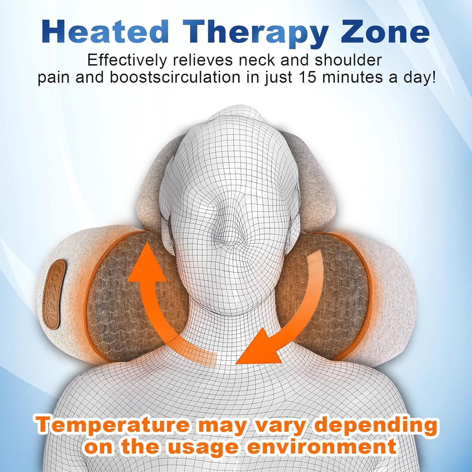 Triple Therapy Neck Pillow with Heat and Traction 1