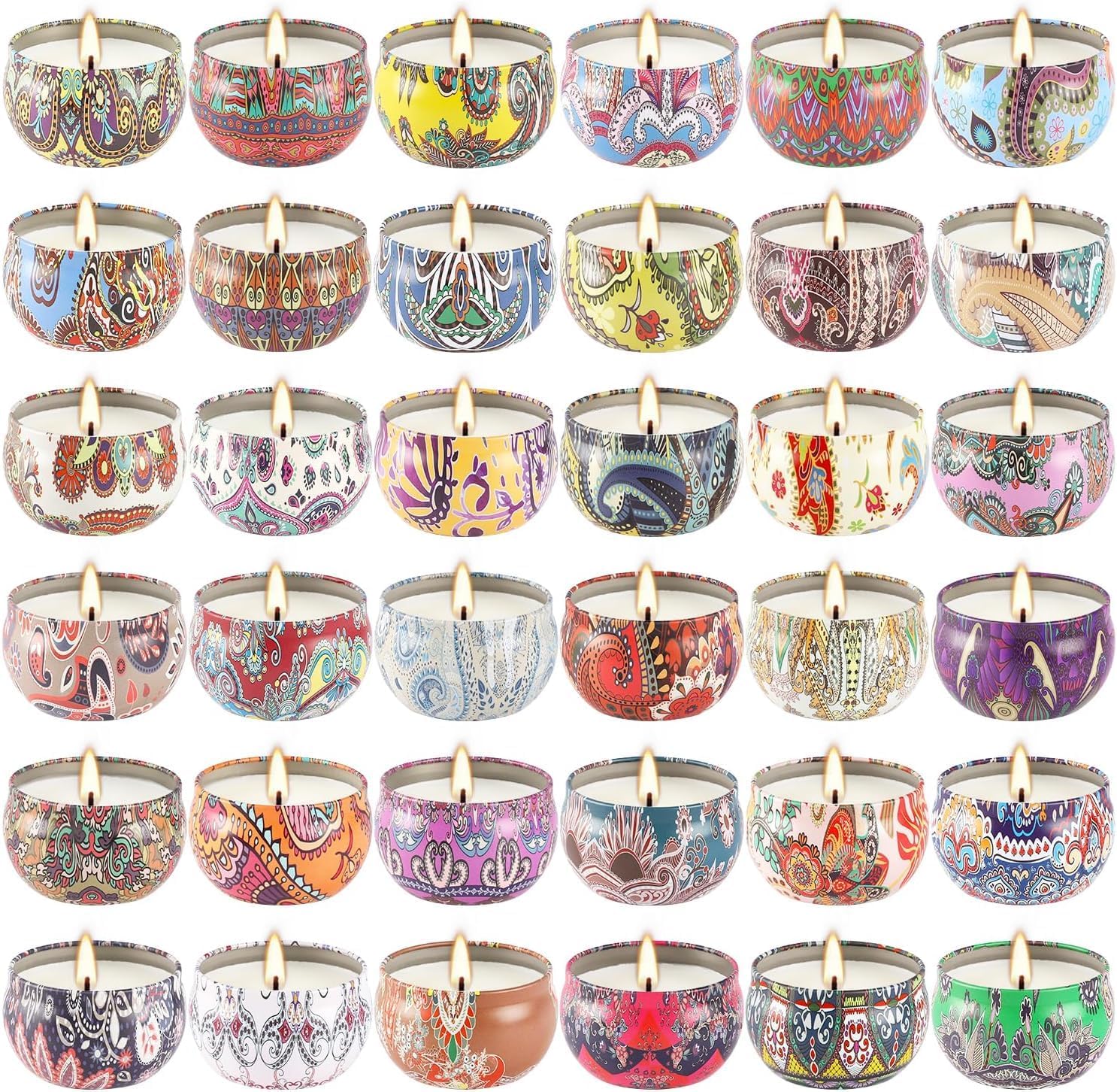 Set of 36 Scented Soy Candles for Gifts