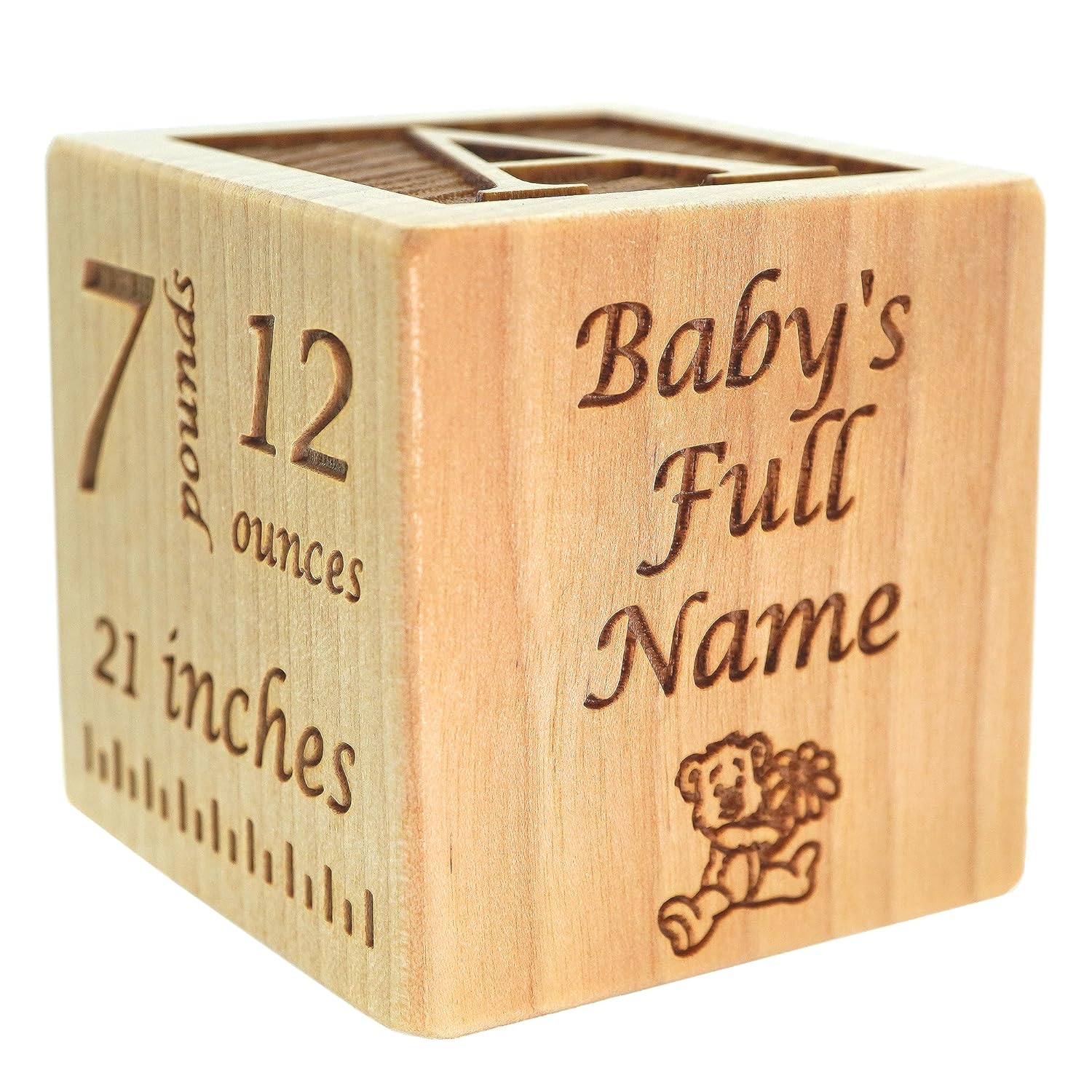 Personalized Wooden Baby Block - Newborn Gift for Boy or Girl