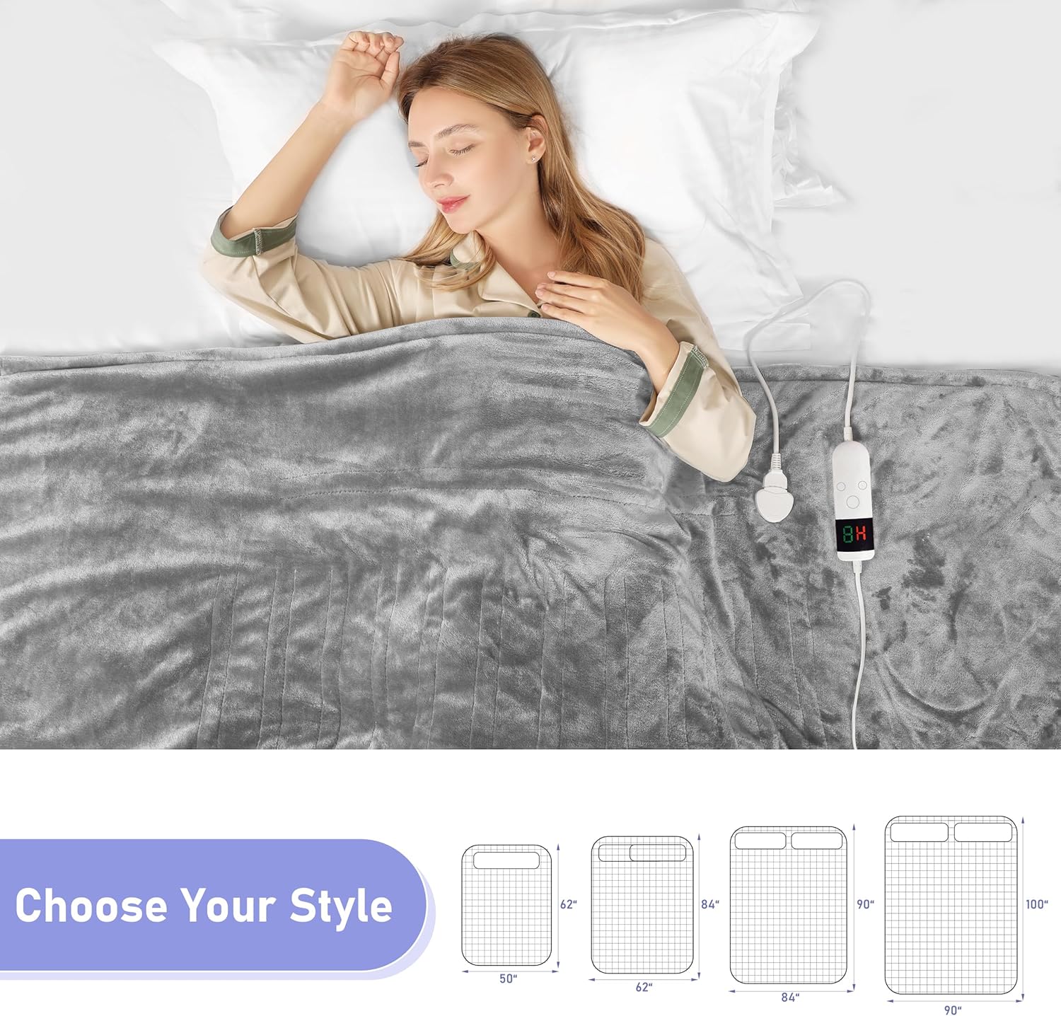 PENGZHU Technology Heated Throw Blanket with 8 Hours Auto Off