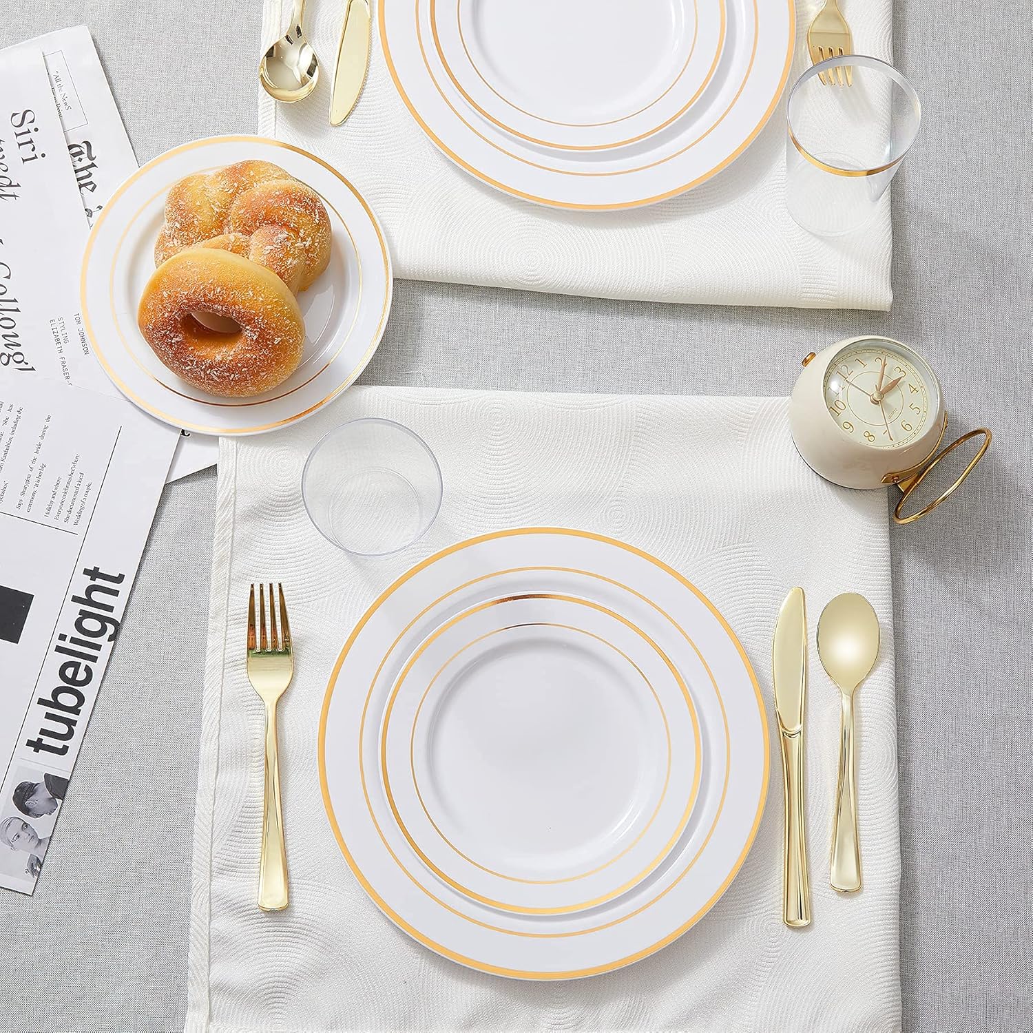 N9R 300PCS Gold Plastic Cutlery Set