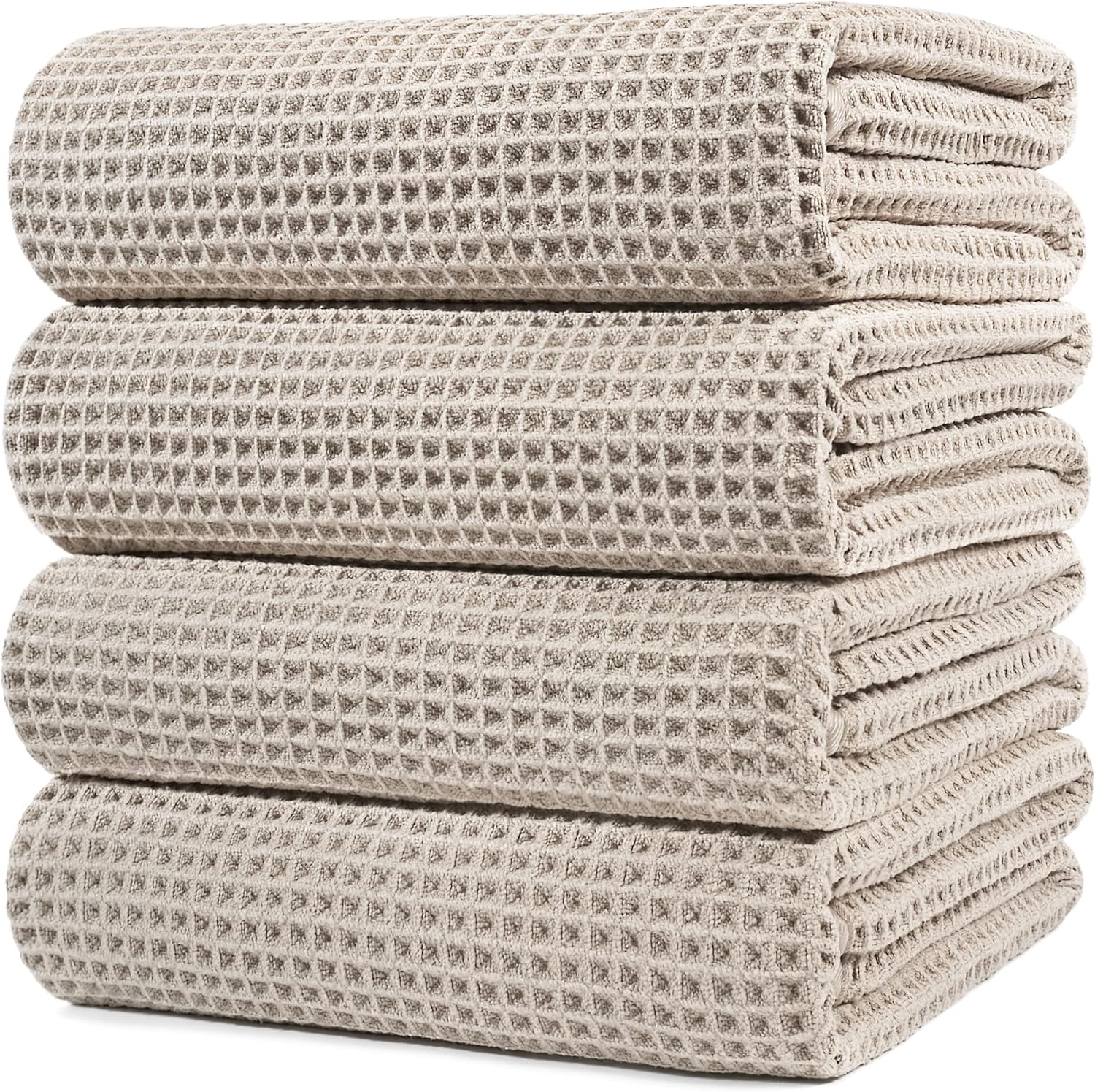 POLYTE Microfiber Bath Towel 60 x 30 in 4 Pack Beige 1