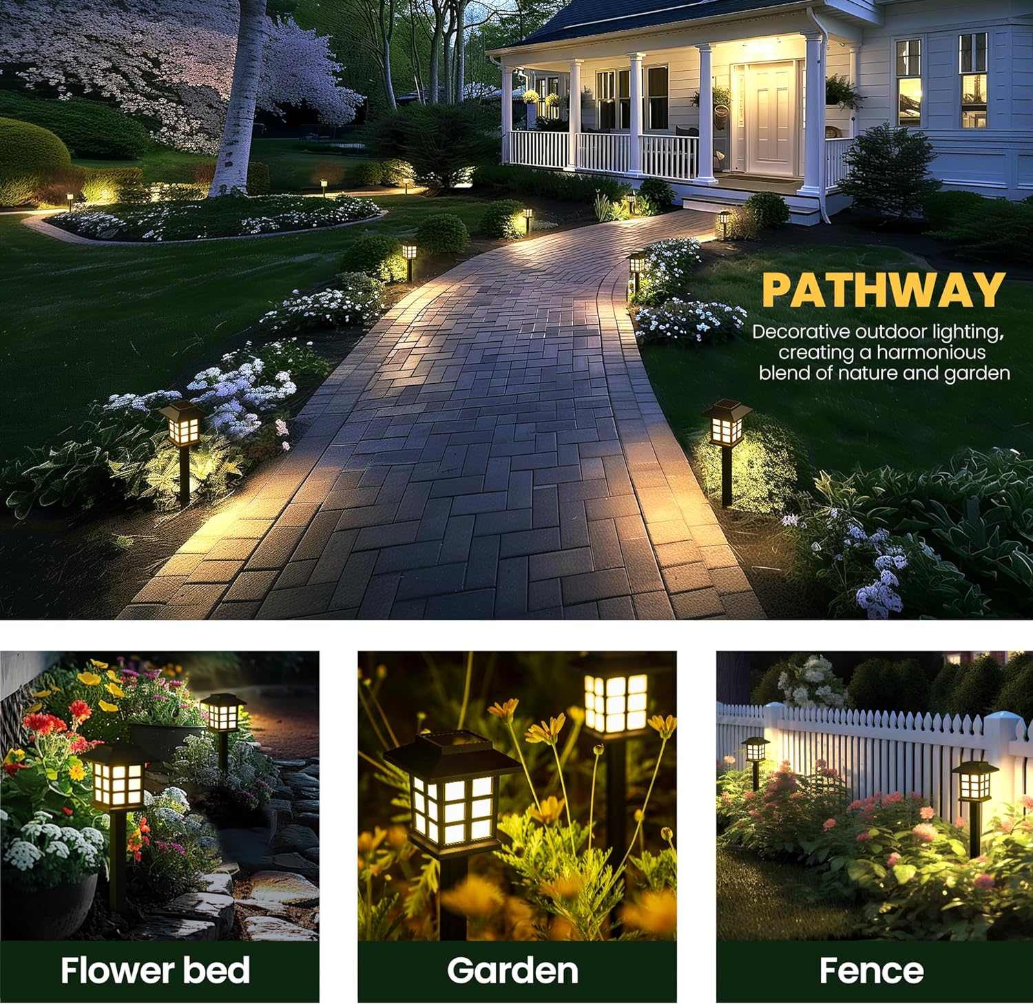 GIGALUMI 12 Pack Solar Path Lights Outdoor