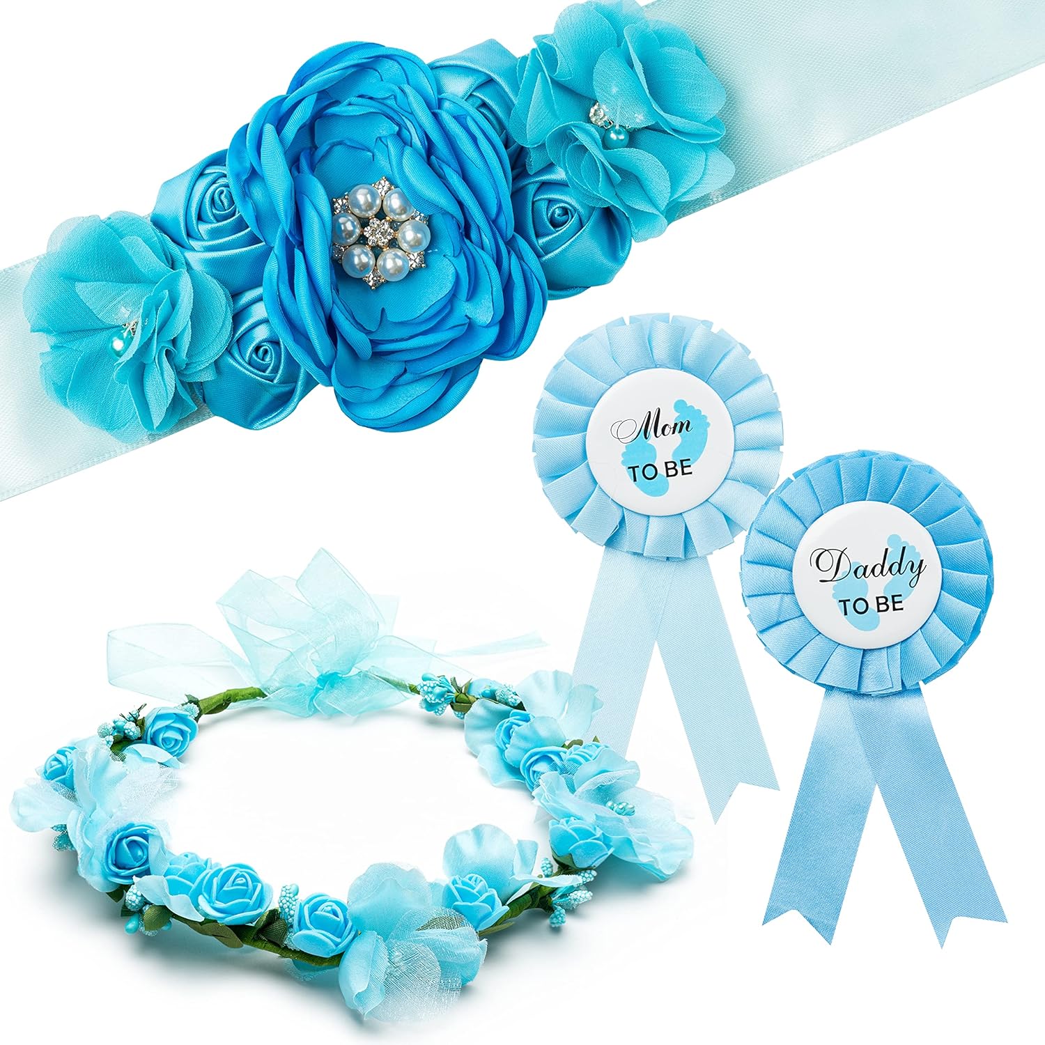 R HORSE Blue Maternity Sash Kit with Corsages and Headdress