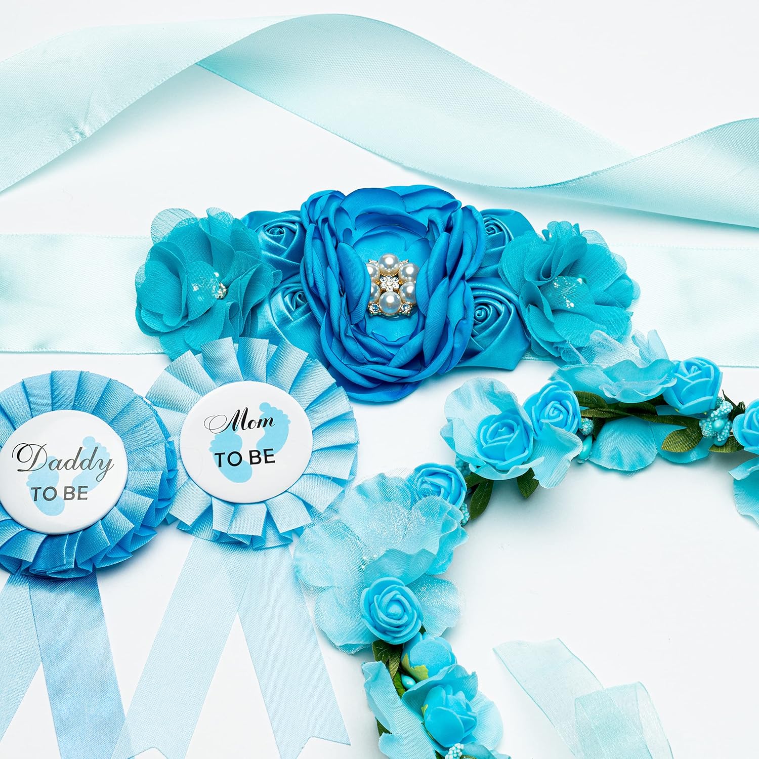 R HORSE Blue Maternity Sash Kit with Corsages and Headdress