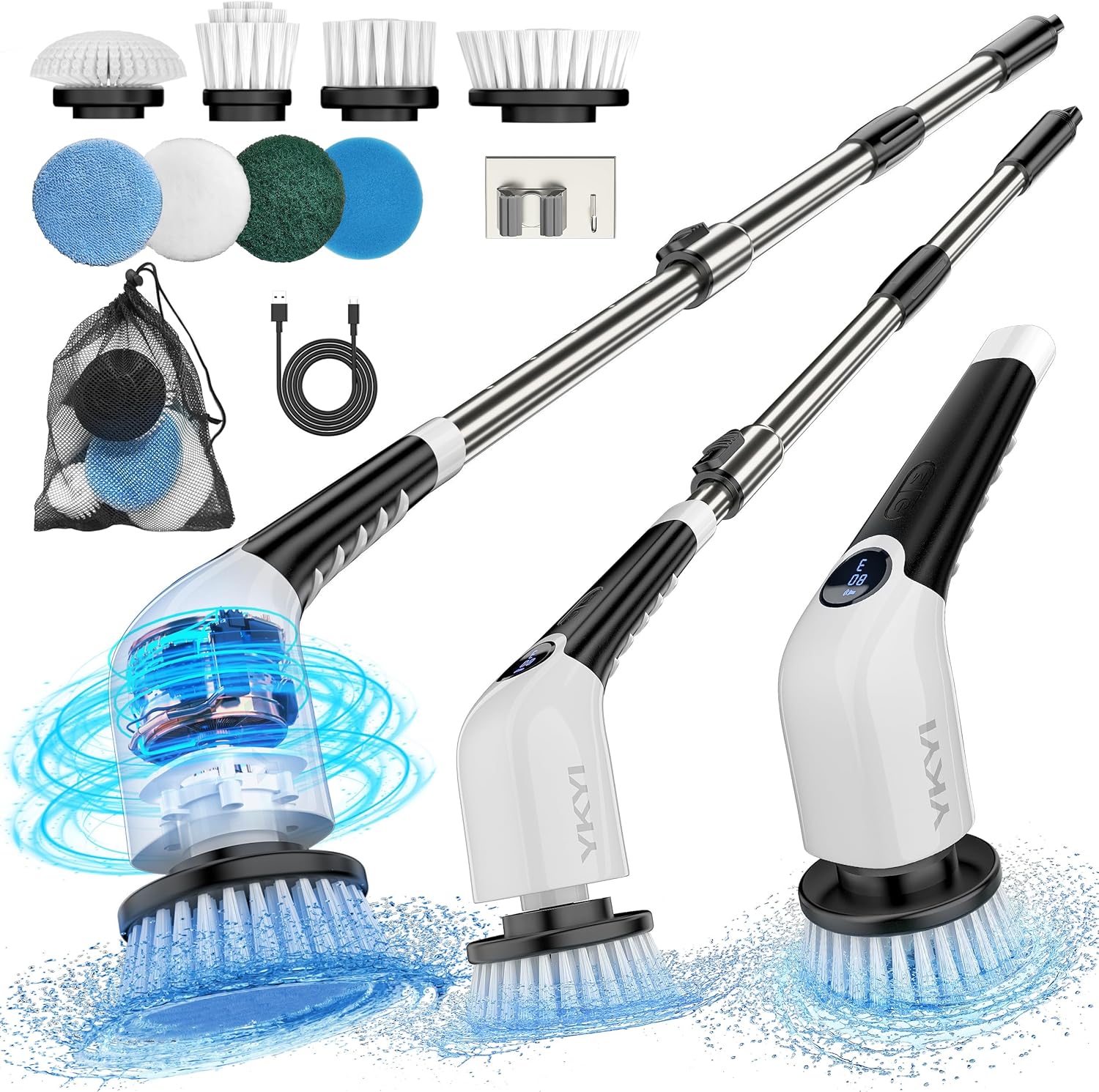 YKYI Electric Spin Scrubber with 8 Brush Heads and 3 Speeds