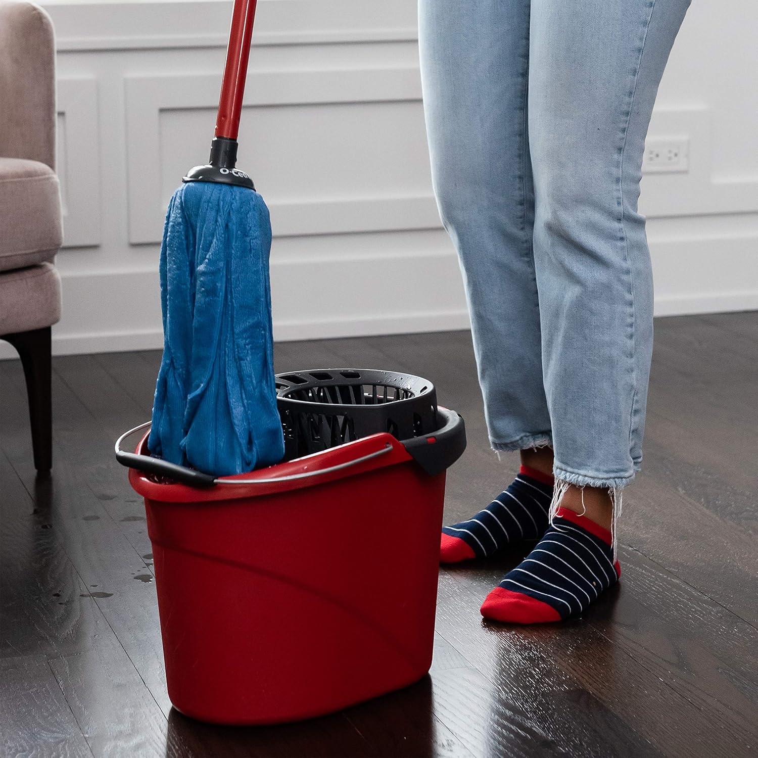 O-Cedar Microfiber Cloth Wet Mop BlueRed
