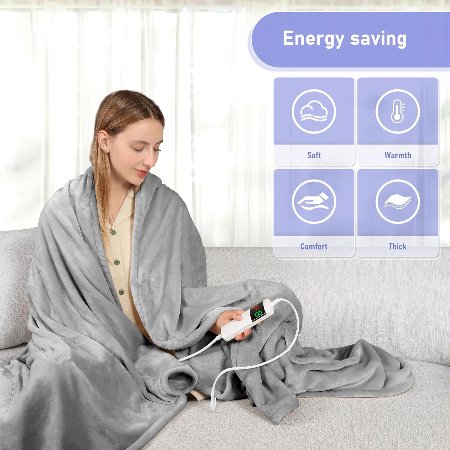 PENGZHU Technology Heated Throw Blanket with 8 Hours Auto Off