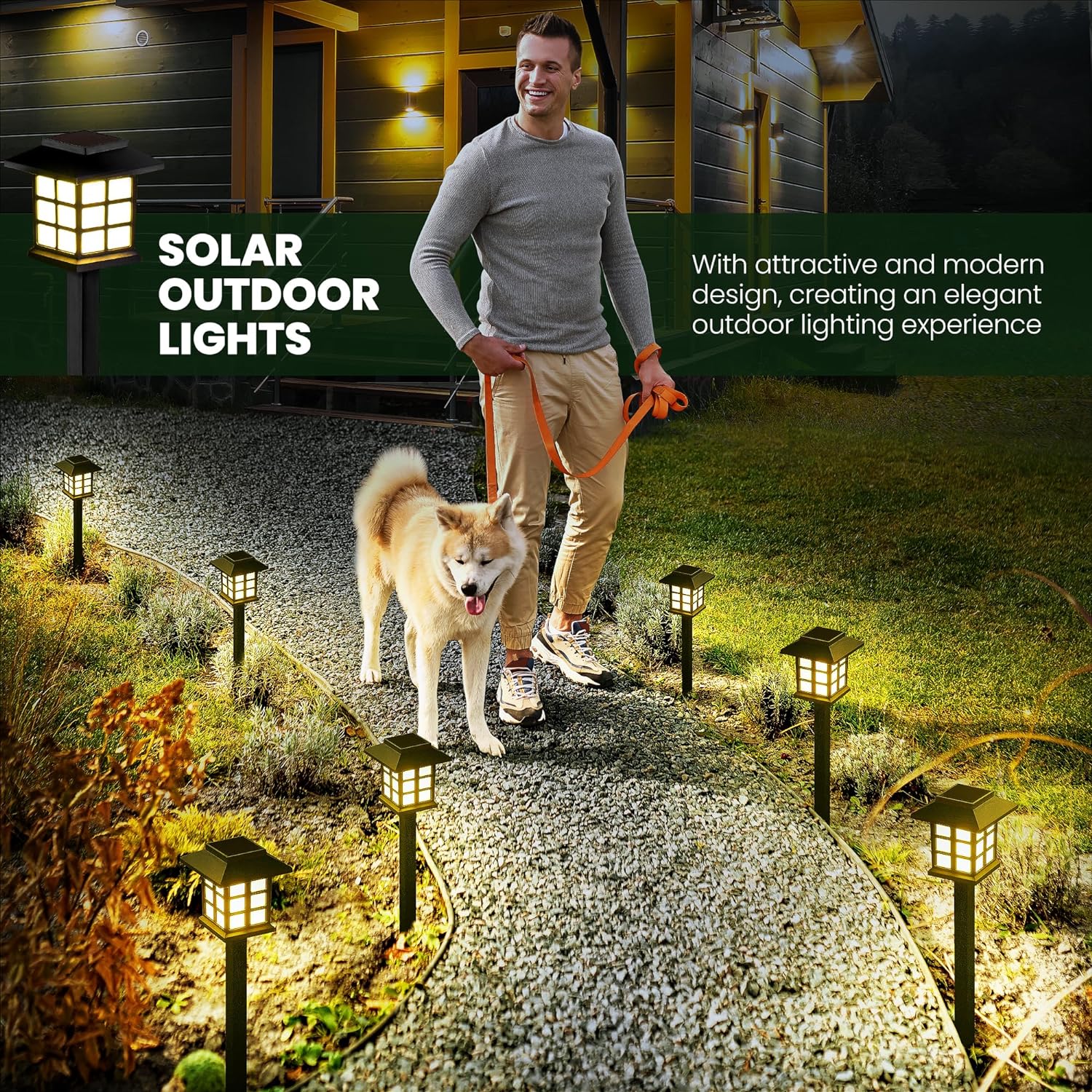 GIGALUMI 12 Pack Solar Path Lights Outdoor
